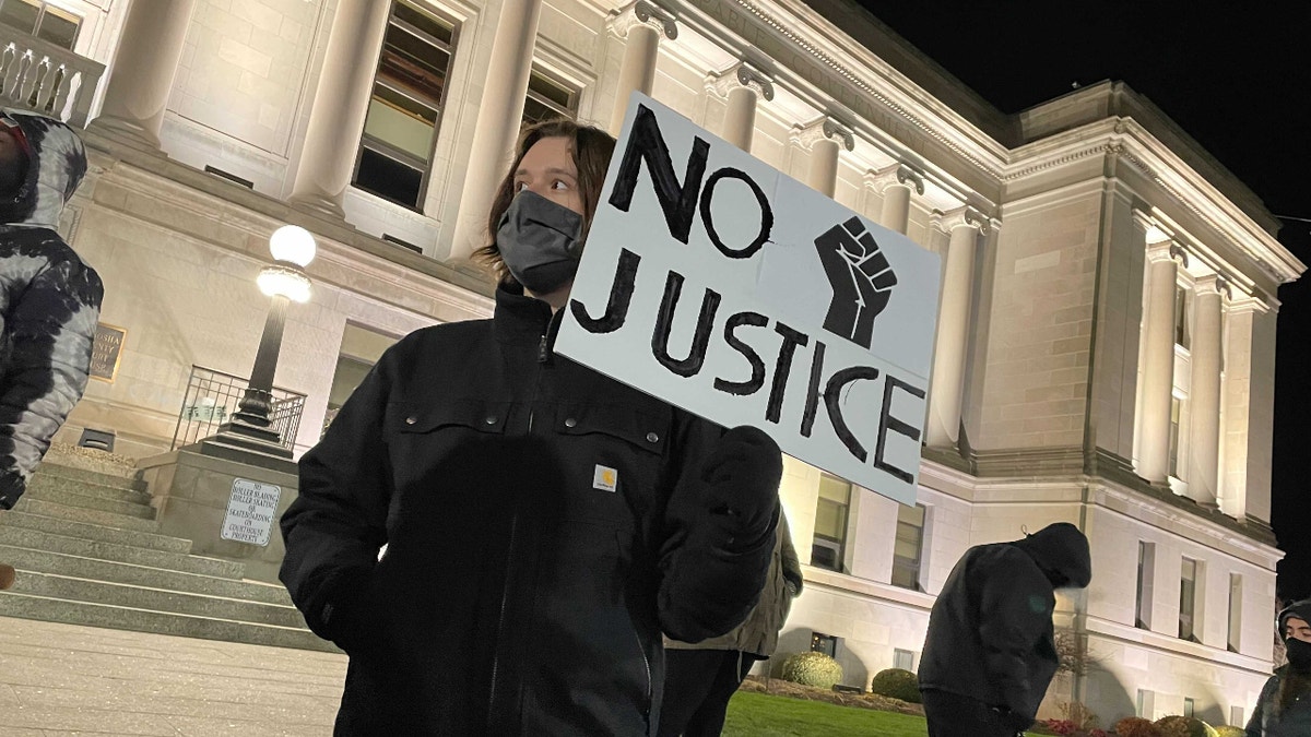 Protesters outside the Kenosha, Wisconsin, courthouse where Kyle Rittenhouse was acquitted (Credit: Fox News)