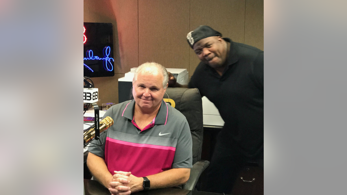 Rush Limbaugh, l, and James Golden, r.