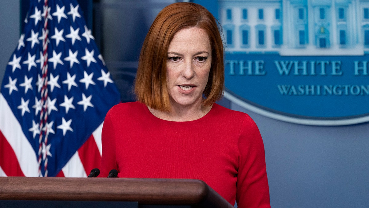 Press secretary Jen Psaki speaks with reporters at the White House