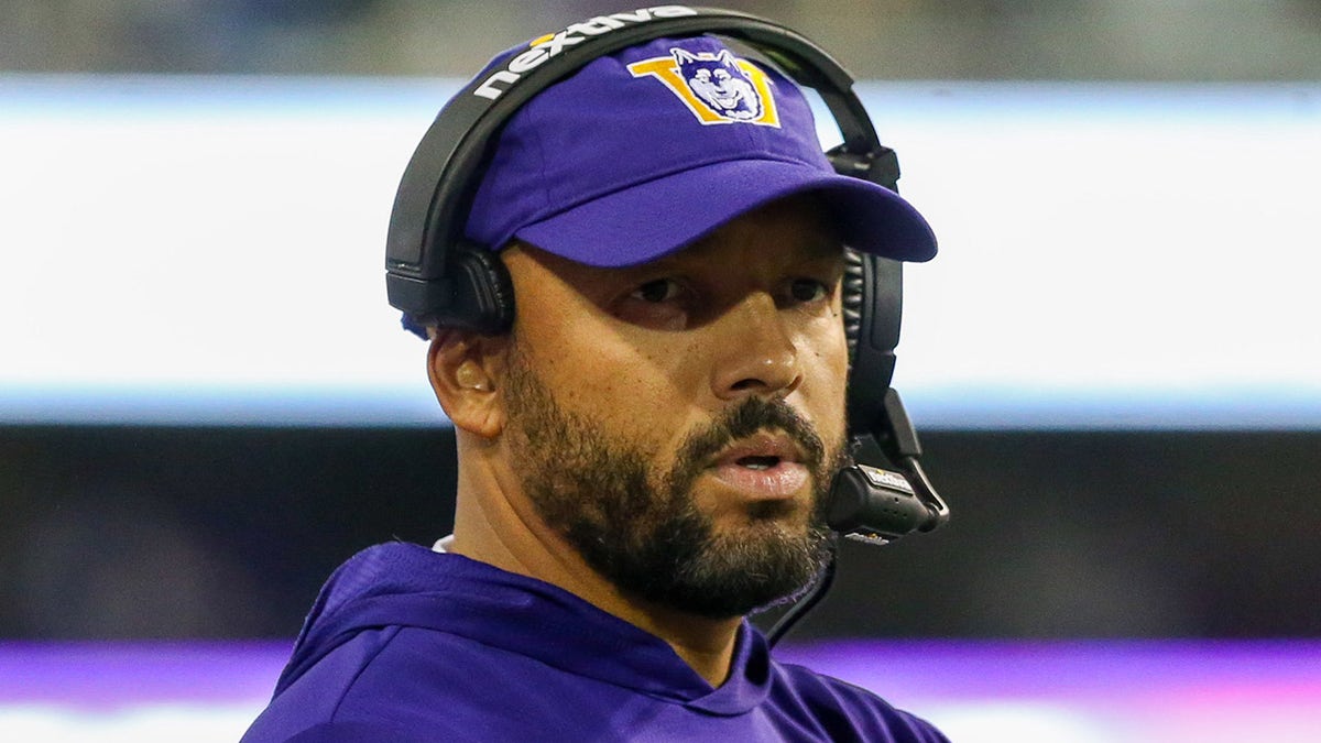 Washington head coach Jimmy Lake during a game against the UCLA Bruins on Oct. 16, 2021, at Husky Stadium in Seattle.?