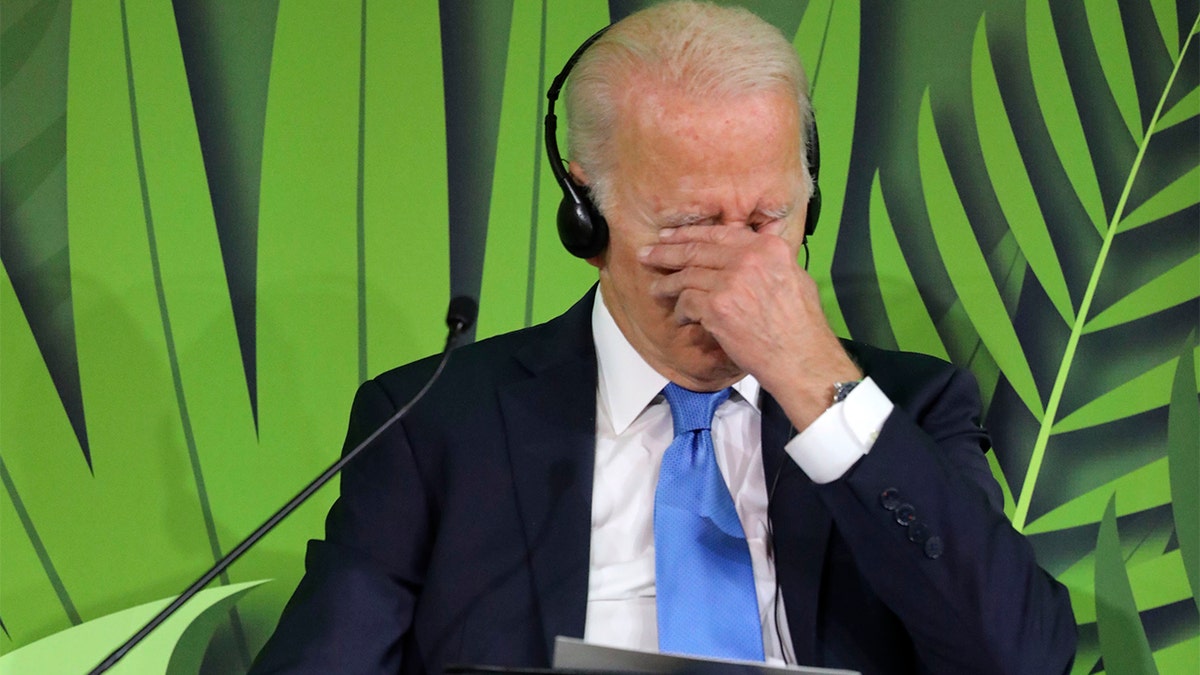 President Biden attends the Action on Forests and Land Use session at the UN Climate Change Conference COP26 in Glasgow, Scotland, Tuesday, Nov. 2, 2021. 