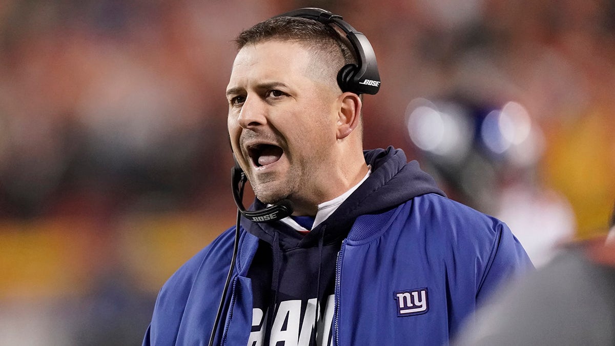 New York Giants head coach Joe Judge on the sidelines during the first half of an NFL football game against the Kansas City Chiefs Monday, Nov. 1, 2021, in Kansas City, Missouri.