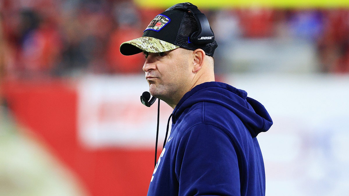 Head coach Joe Judge of the New York Giants looks on during the game against the Tampa Bay Buccaneers at Raymond James Stadium on Nov. 22, 2021 in Tampa, Florida.