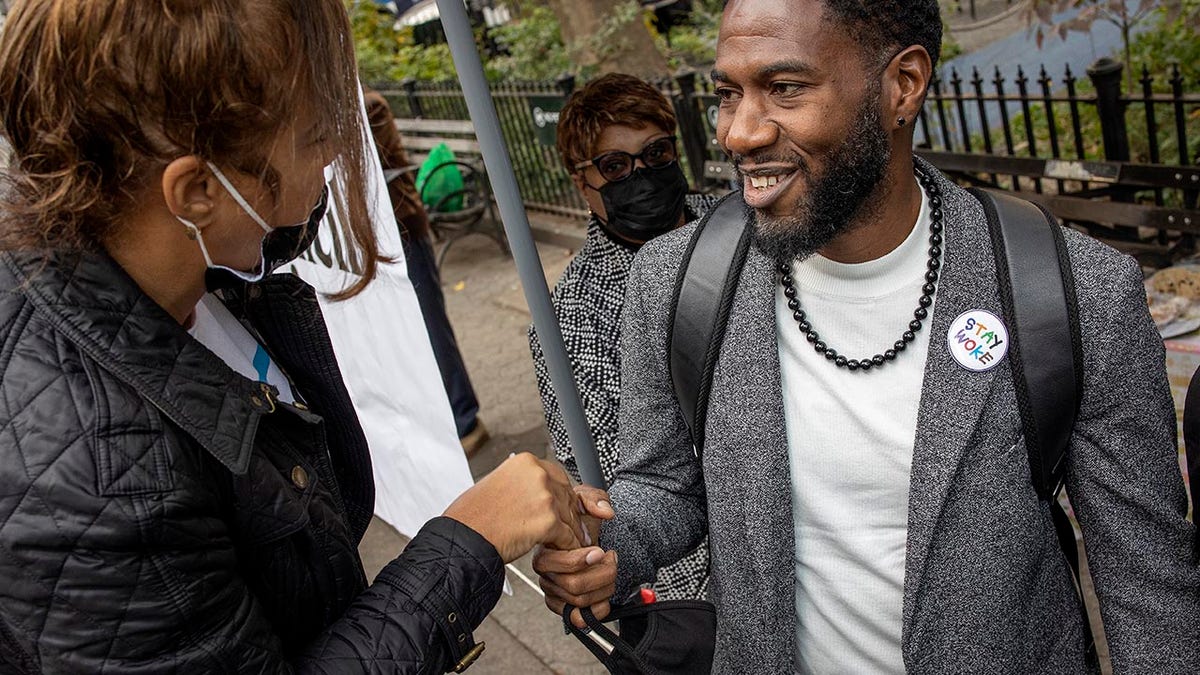New York City Public Advocate Jumaane Williams attends a Democratic Party "Get Out the Vote" rally nine days before New York City elections on Oct. 24, 2021, in the Upper West Side neighborhood of Manhattan, New York City. 