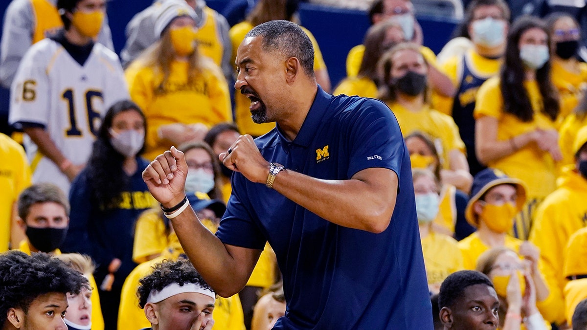 Michigan head coach Juwan Howard on the sideline during the first half of an NCAA college basketball game against Tarleton State, Wednesday, Nov. 24, 2021, in Ann Arbor, Mich. 