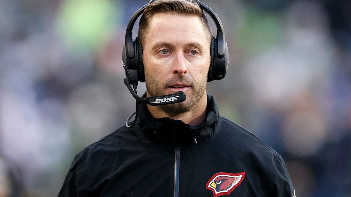 Head coach Kliff Kingsbury of the Arizona Cardinals looks on during the second half against the Seattle Seahawks at Lumen Field Nov. 21, 2021 in Seattle.
