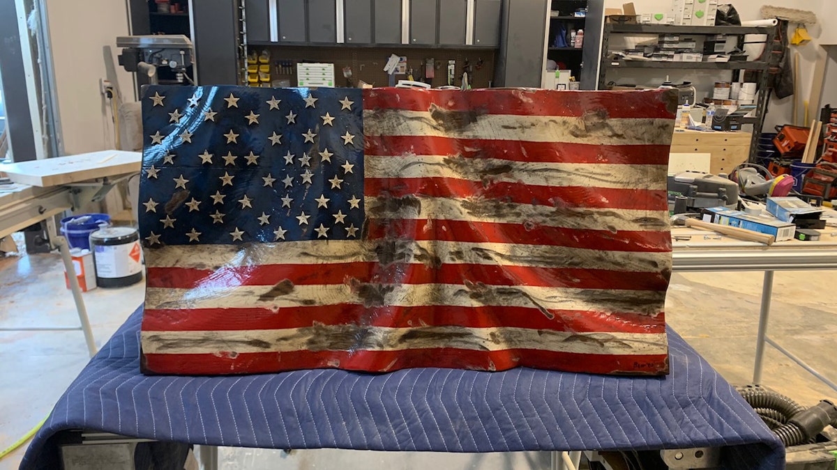 Carved Hunting And Fishing American Flag
