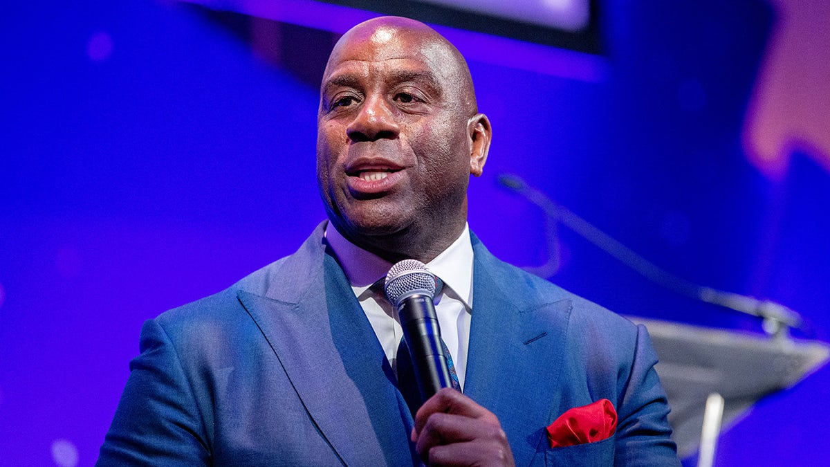 Magic Johnson speaks connected stage