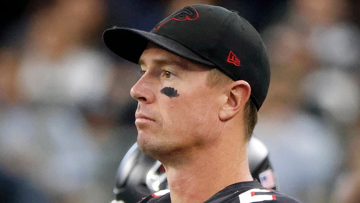 Atlanta Falcons quarterback Matt Ryan watches play against the Dallas Cowboys late in the second half of an NFL football game in Arlington, Texas, Sunday, Nov. 14, 2021.