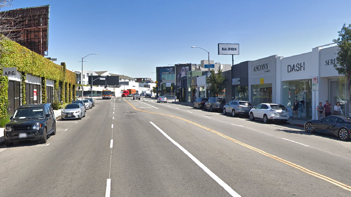 A portion of the Melrose Avenue shopping area in Los Angeles. The Los Angeles Police Department said it is looking into more than 100 incidents of "follow home" robberies involving six different street gangs. 