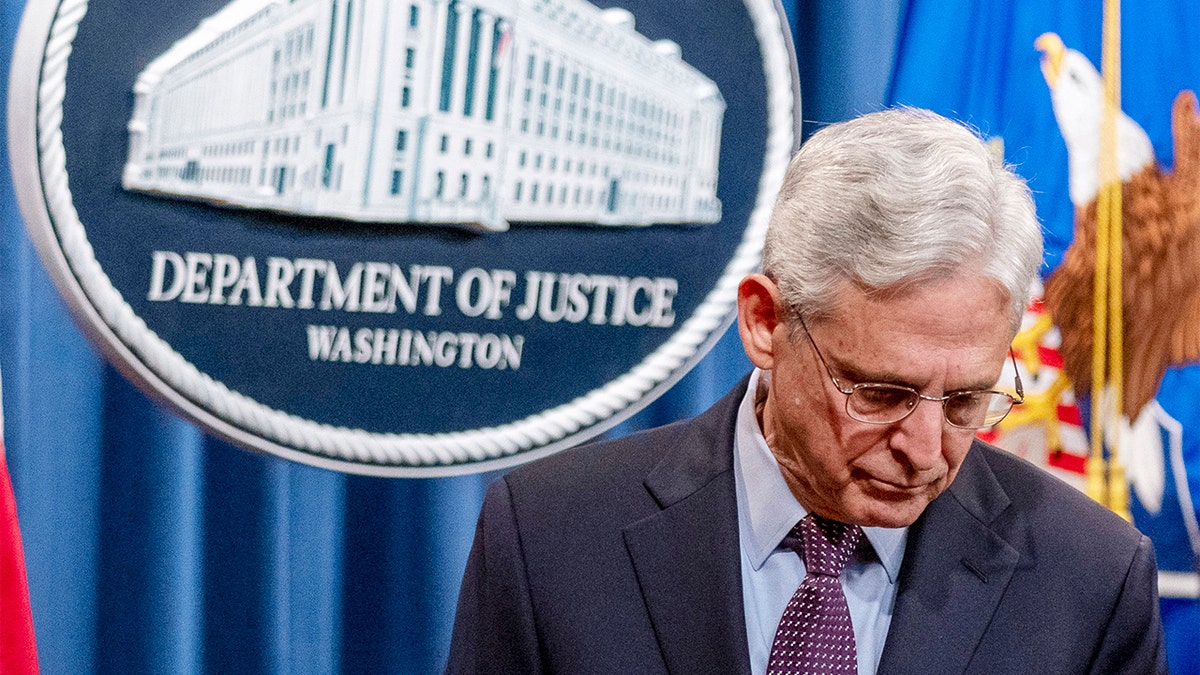 Attorney General Merrick Garland steps away from the podium after speaking at a news conference at the Justice Department in Washington, Monday, Nov. 8, 2021.