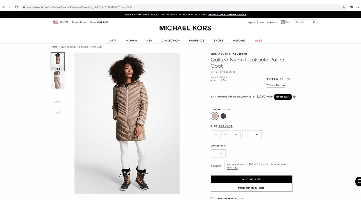 Michael kors best sale coats black friday