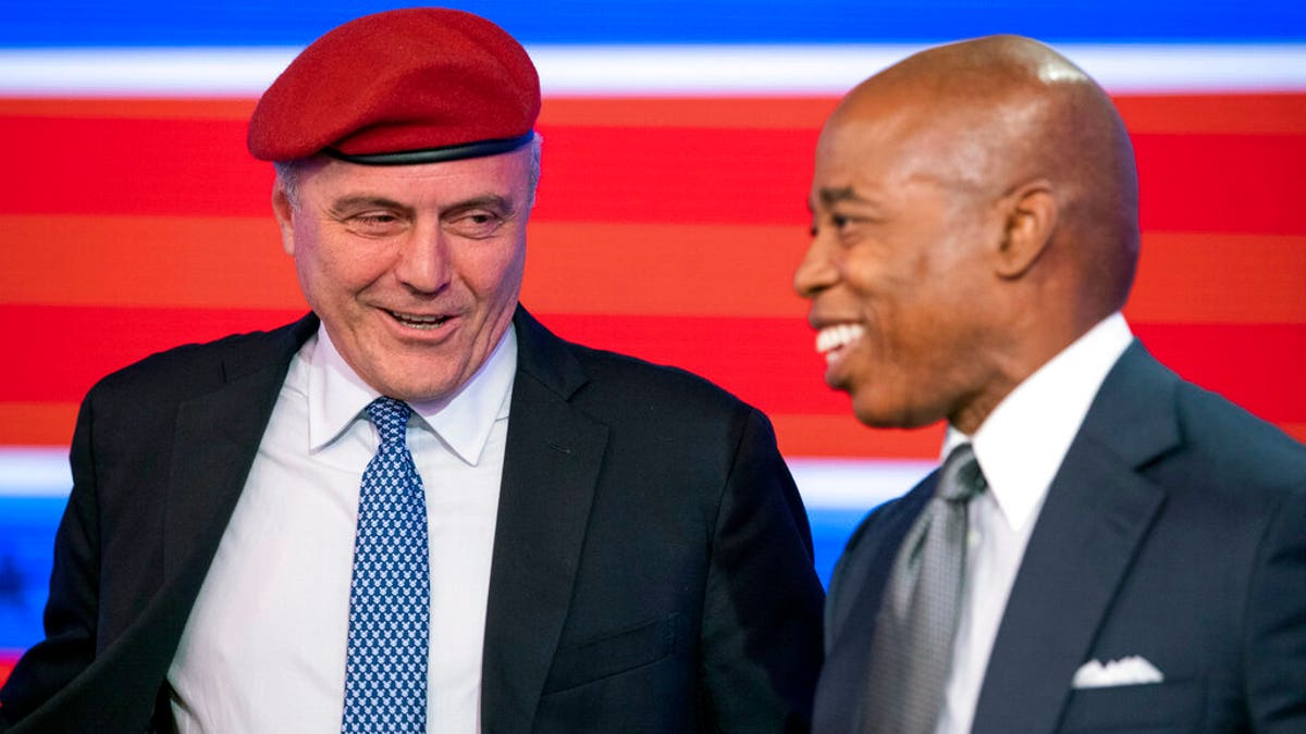 Eric Adams and Curtis Sliwa face off at a New York City mayoral debate