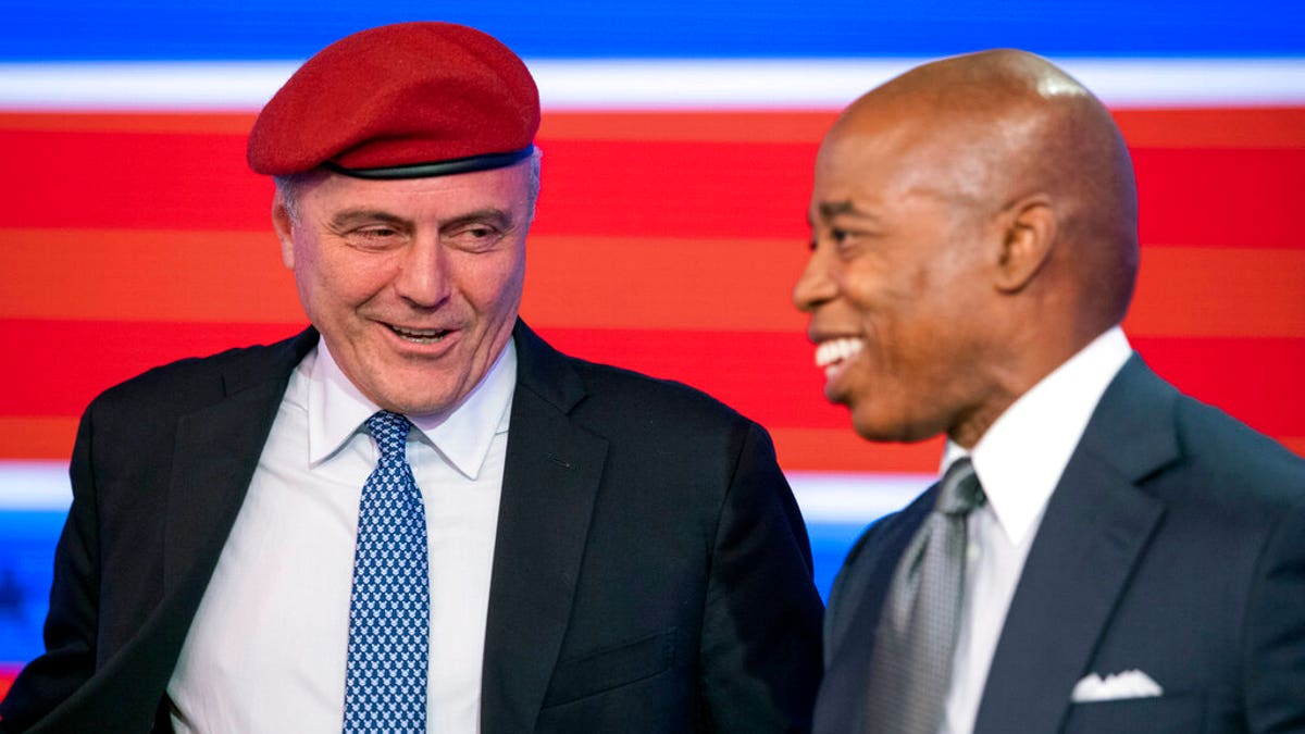 Eric Adams and Curtis Sliwa face off at a New York City mayoral debate