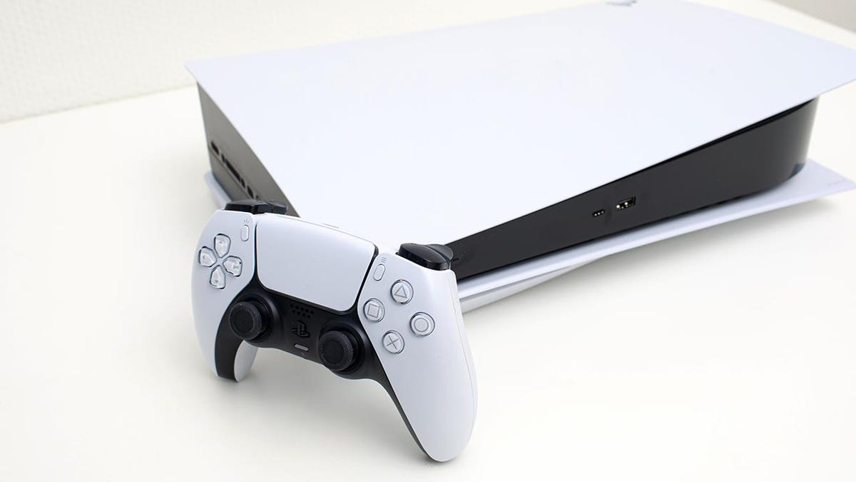 Riga, Latvia - November 23, 2020: Sony Playstation 5 gaming console on white backgorund
