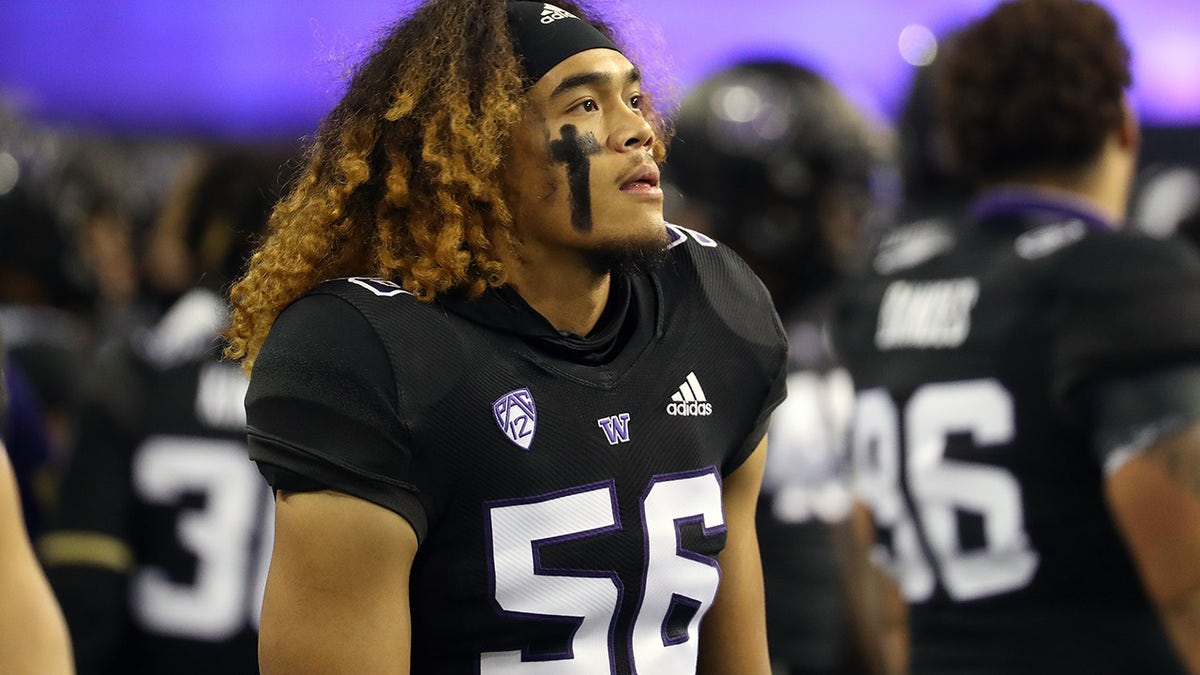 Ruperake Fuavai of the Washington Huskies during the game against the Arizona Wildcats at Husky Stadium on Nov. 21, 2020, in Seattle.