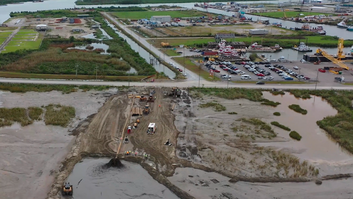 The new land is intended to act as a natural barrier against storms. This region was just impacted by Hurricane Ida 2 months ago. Source: Coastal Protection and Restoration Authority