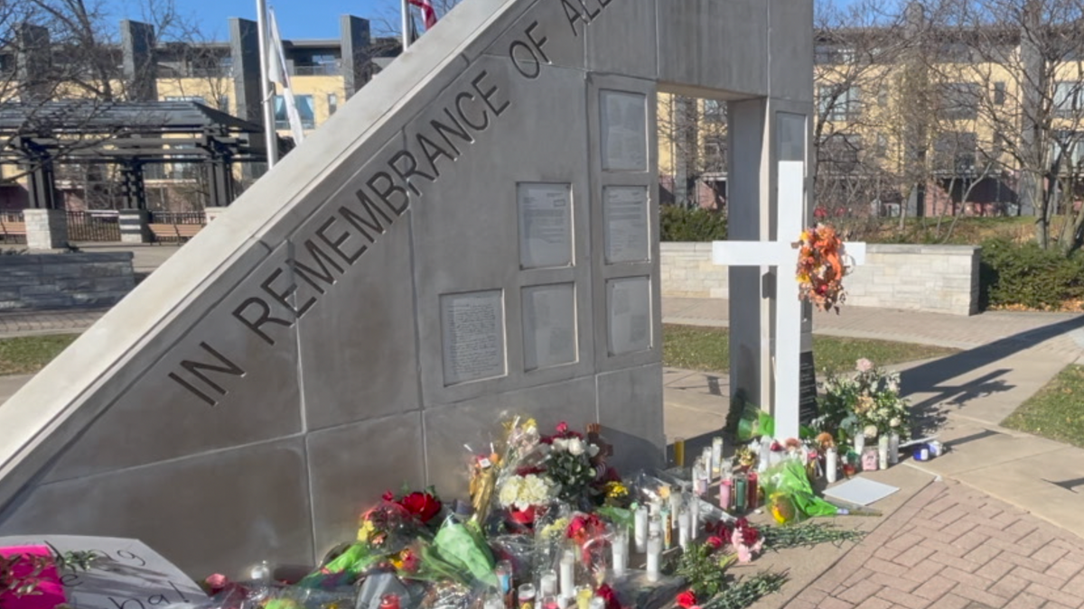 memorial for the victims of the Christmas parade attack at Veterans Park in downtown Waukesha