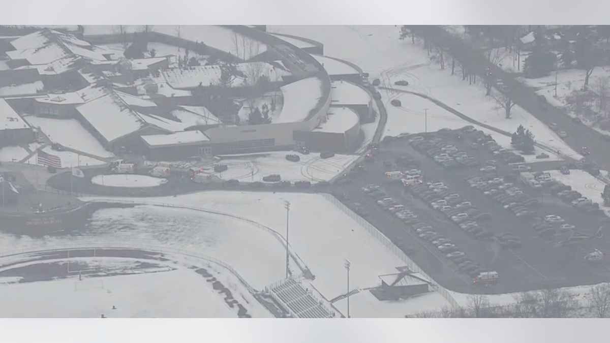 An aerial view of Michigan's Oxford High School, which has about 1,800 students.