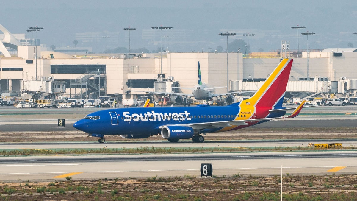 A Southwest Airlines Boeing 737-7H4 arrives at Los Angeles international Airport on Sept. 15, 2020.