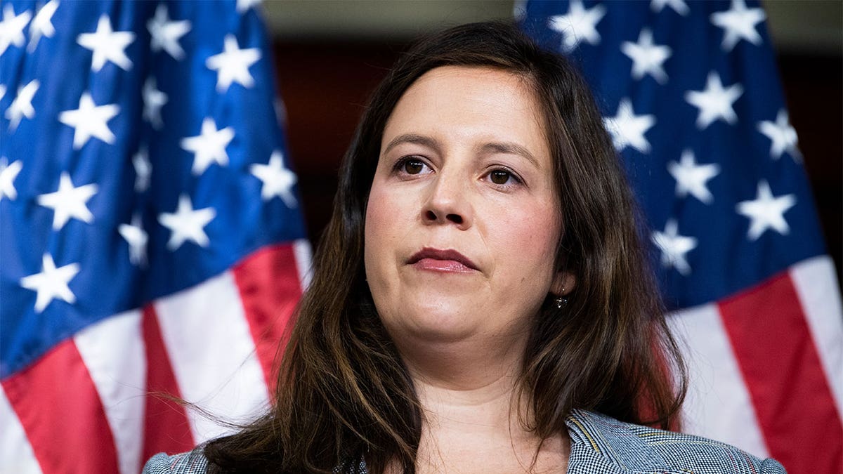 House Republican Conference Chair Rep. Elise Stefanik, R-N.Y., attends a news conference in the Capitol Visitor Center after a meeting of the conference on Tuesday, October 26, 2021. (Photo By Tom Williams/CQ-Roll Call, Inc via Getty Images)