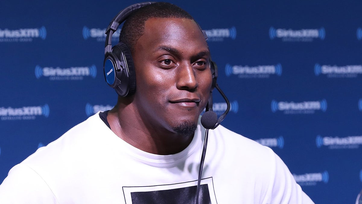 Takeo Spikes visits the SiriusXM set at Super Bowl 51 Radio Row at the George R. Brown Convention Center on Feb. 2, 2017, in Houston, Texas. 
