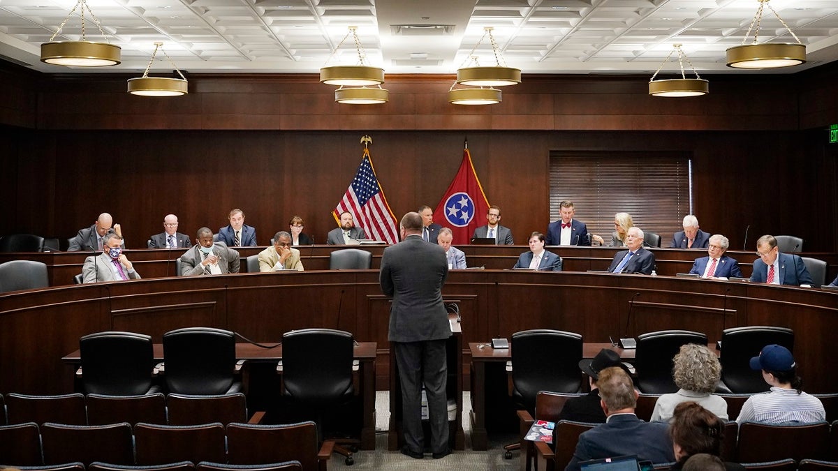 A meeting of the House Public Health Committee is held Oct. 28 in Nashville, Tenn. Tennessee's General Assembly met for a special legislative session to address COVID-19 measures.