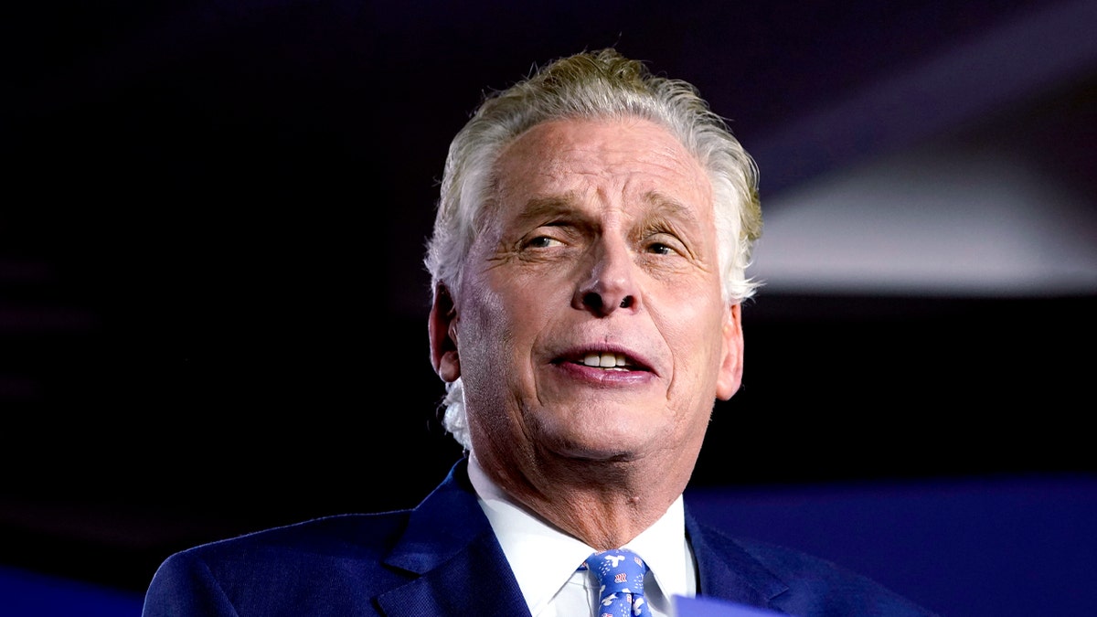 Democratic gubernatorial candidate Terry McAuliffe speaks at an election night party in McLean, Va., Tuesday, Nov. 2, 2021. Voters are deciding between Democrat Terry McAuliffe and Republican Glenn Youngkin. (AP Photo/Steve Helber)