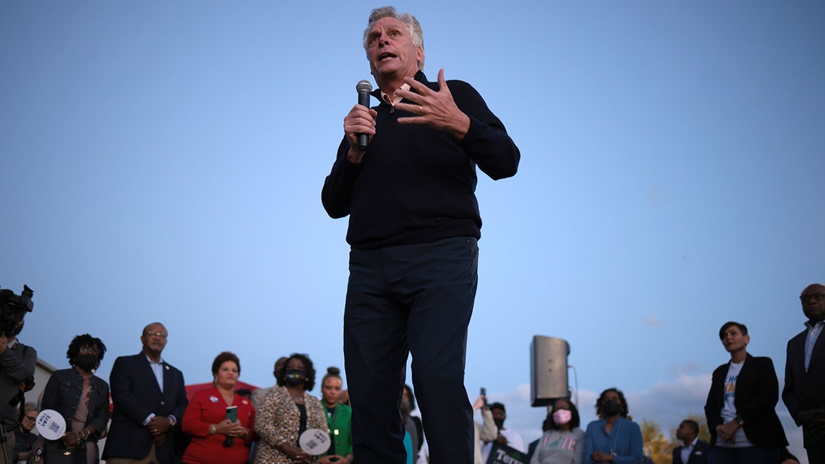 Democratic gubernatorial candidate, former Virginia Gov. Terry McAuliffe speaks at a Get Out The Vote rally on Oct. 30 in Hampton, Virginia
