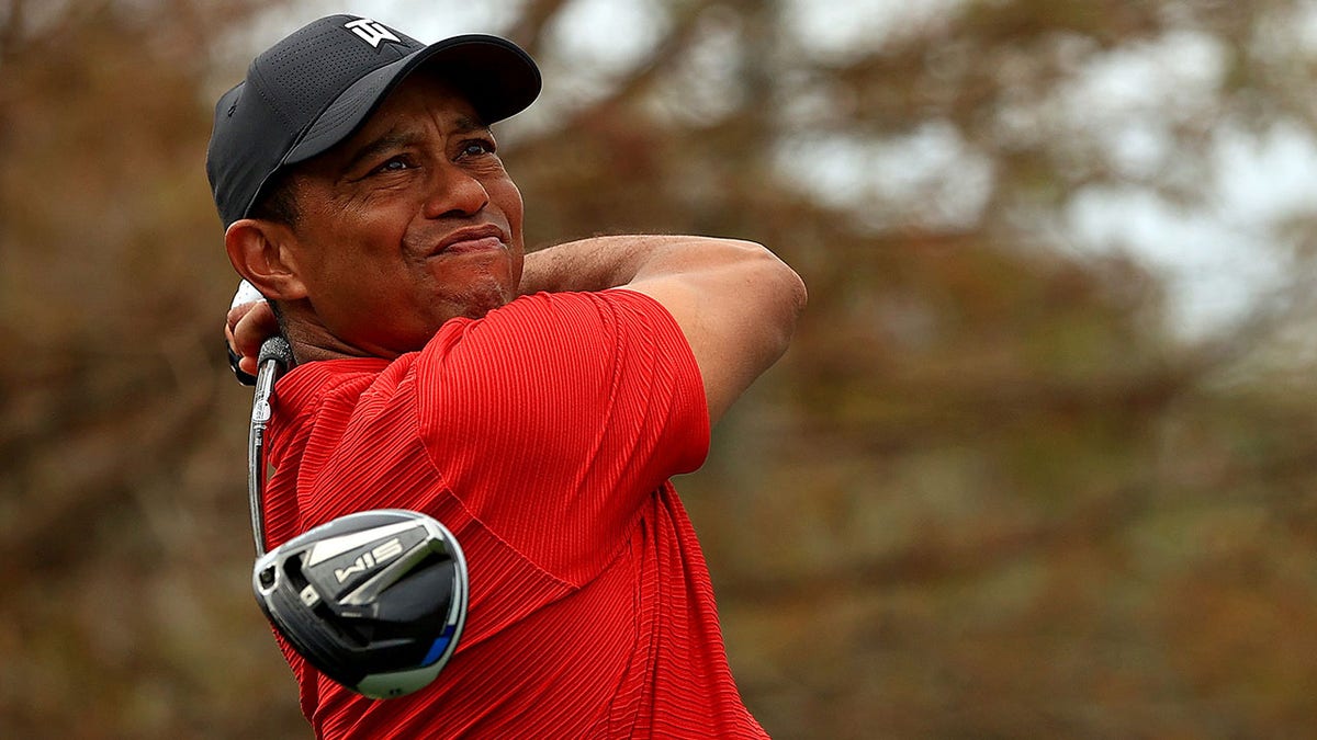 Tiger Woods on the 15th hole during the final round of the PNC Championship on Dec. 20, 2020, in Orlando, Florida. 