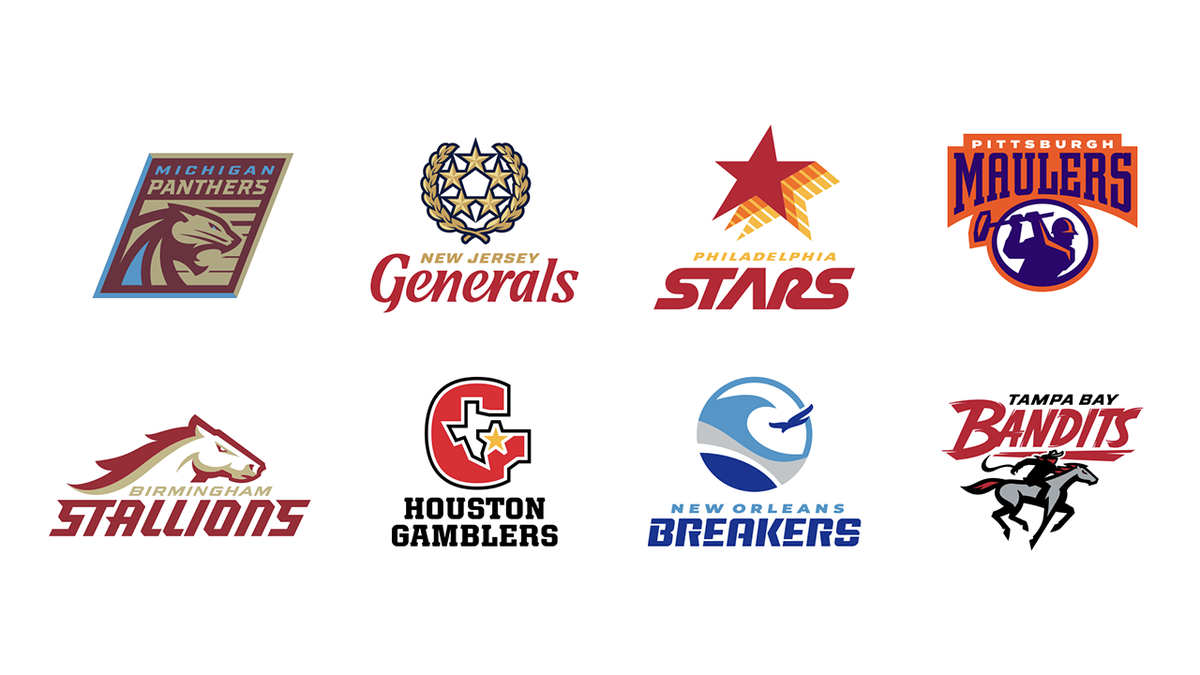 The eight teams that will be competing in 2022 in the USFL.