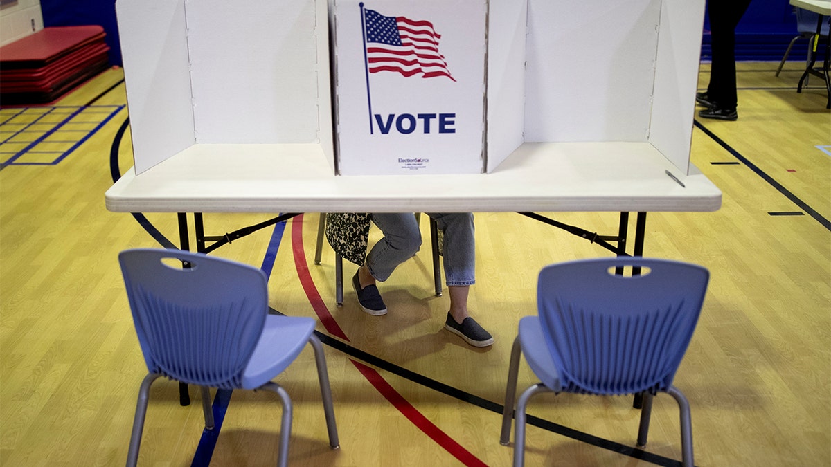 voting stations in a gym