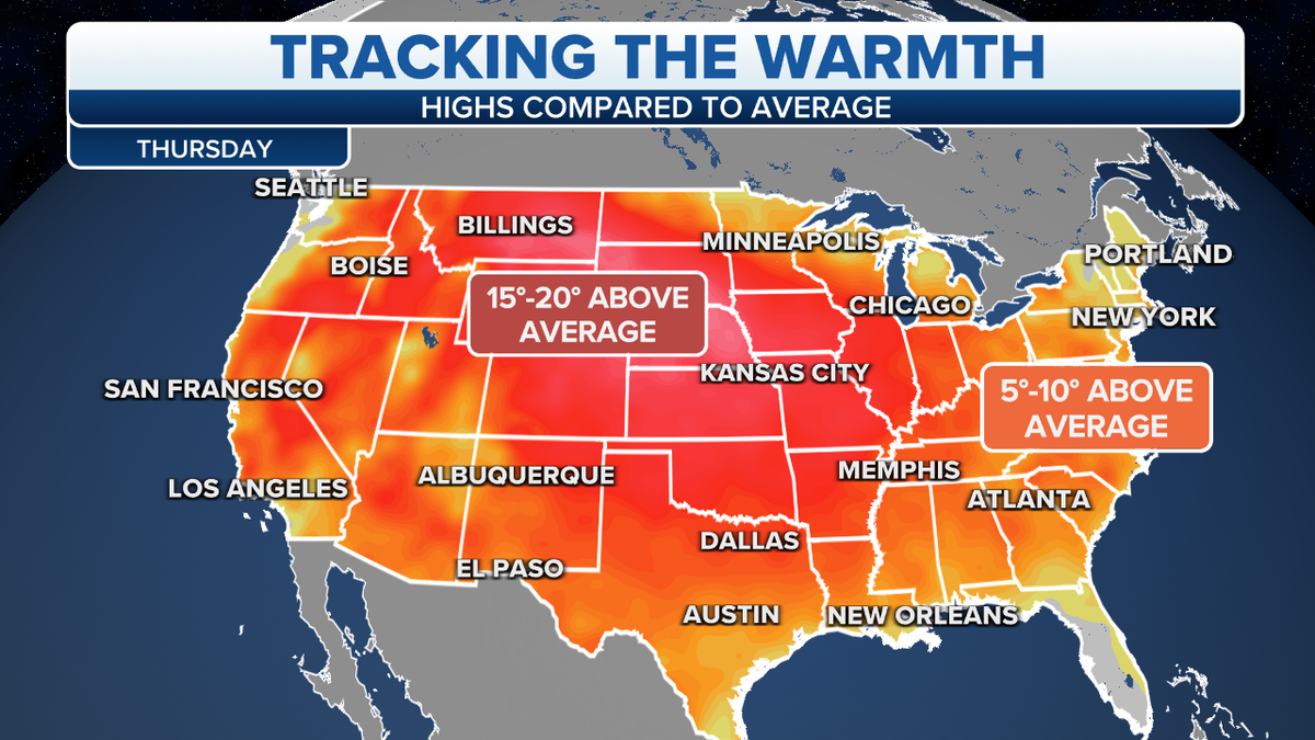 Warm temperatures in the U.S.