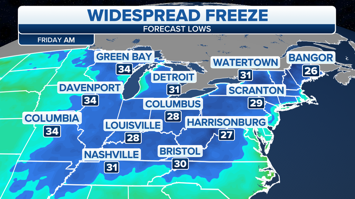 Widespread freeze for the Northeast, Michigan