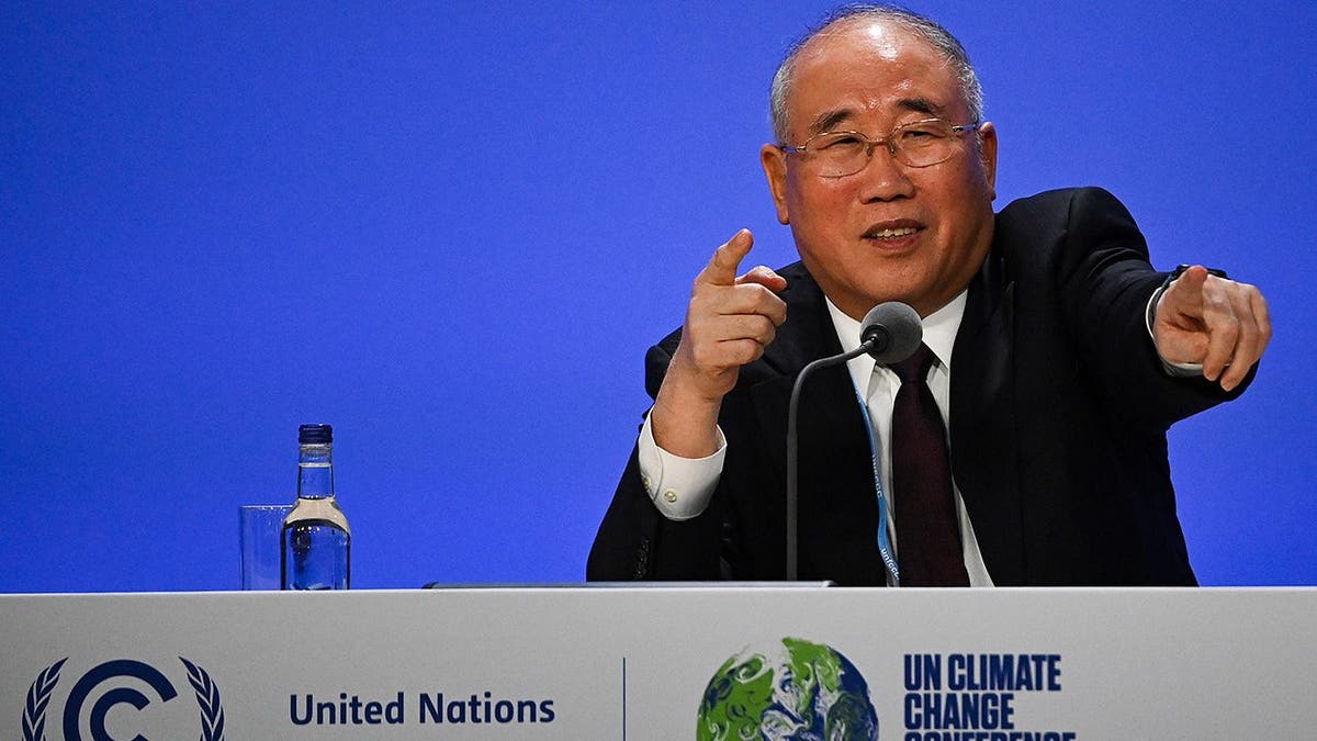 China's special climate envoy, Xie Zhenhua, speaks during a joint China and U.S. statement on a declaration enhancing climate action in the 2020s on at the SEC on November 10, 2021 in Glasgow, Scotland. (Photo by Jeff J Mitchell/Getty Images)
