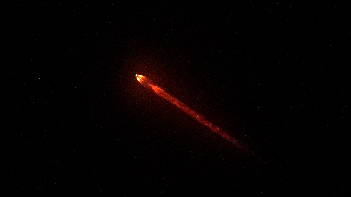 The DART spacecraft, short for Double Asteroid Redirection Test, atop a SpaceX Falcon 9 rocket on Tuesday, Nov. 23, 2021, from Simi Valley, California, after launching from Vandenberg Space Force Base. 