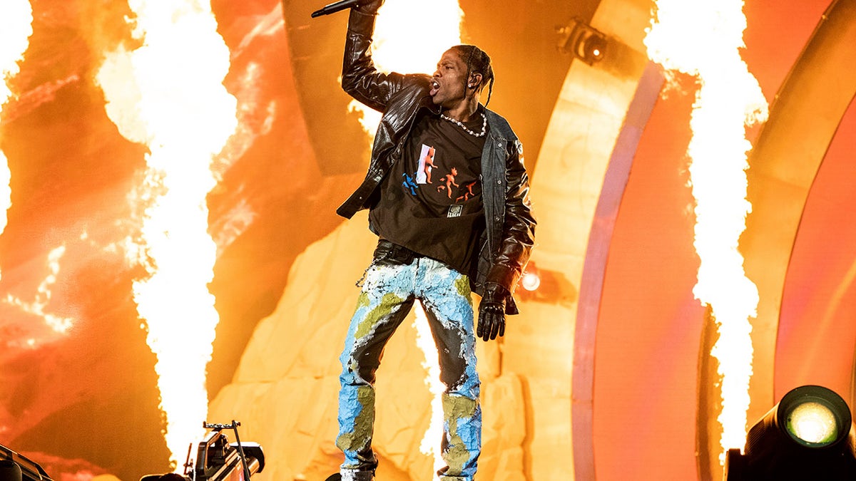 Travis Scott performs at Day 1 of the Astroworld Music Festival at NRG Park on Friday, Nov. 5, 2021, in Houston. (Photo by Amy Harris/Invision/AP)
