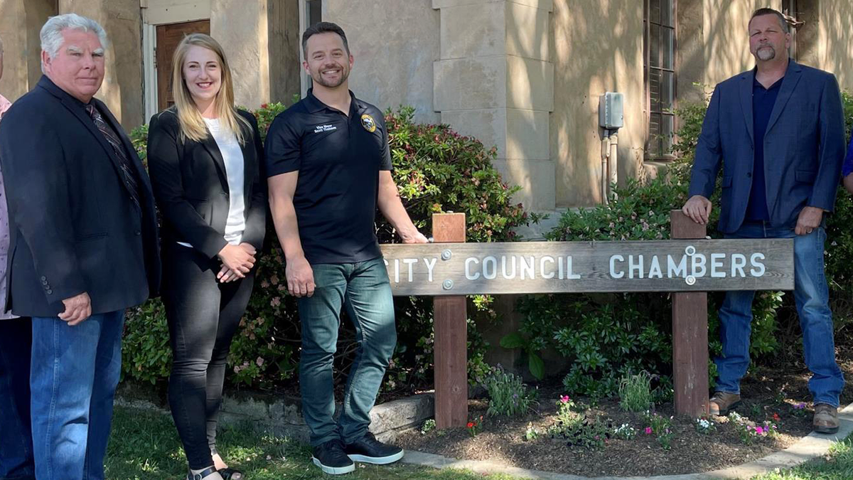 The Oroville City Council in California. Left to Right: Art Hatley, David Pittman, Krysi Riggs, Scott Thomson
