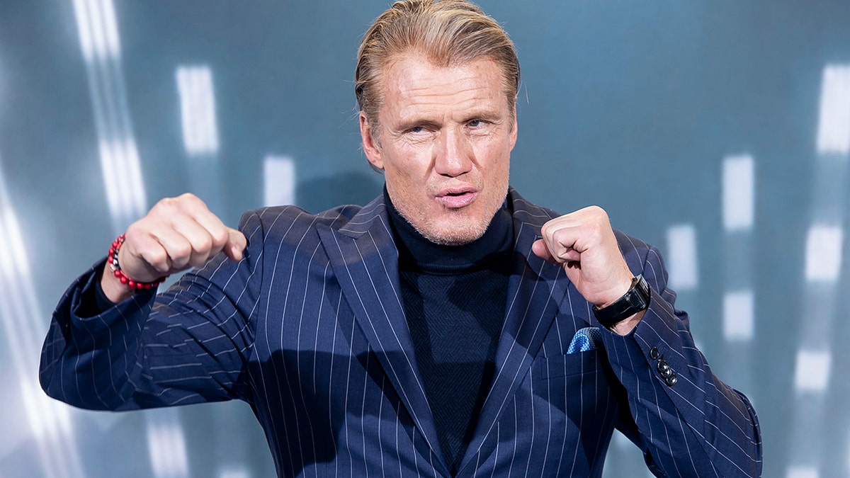 Swede actor Dolph Lundgren attends to premiere of Creed 2 in Madrid in 2019.