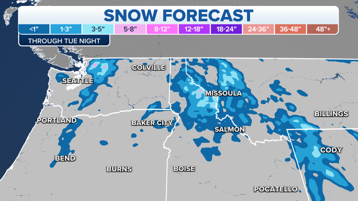 Snow forecast for the Northwest