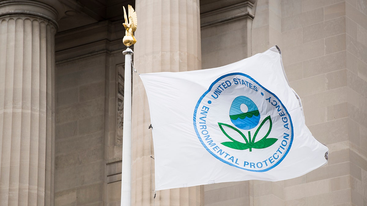 A flag with the EPA logo flies in front of the Environmental Protection Agency on Tuesday, Jan. 1, 2019.