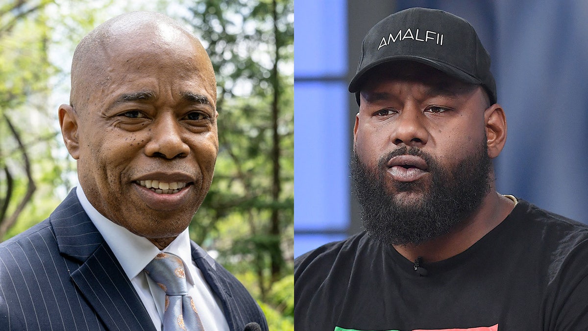 New York City Mayor-elect Eric Adams, left, has announced plans for police reforms that drew a response from Hawk Newsome, a co-founder of a Black Lives Matter chapter.