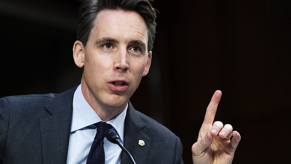 Senator Josh Hawley with pointed finger