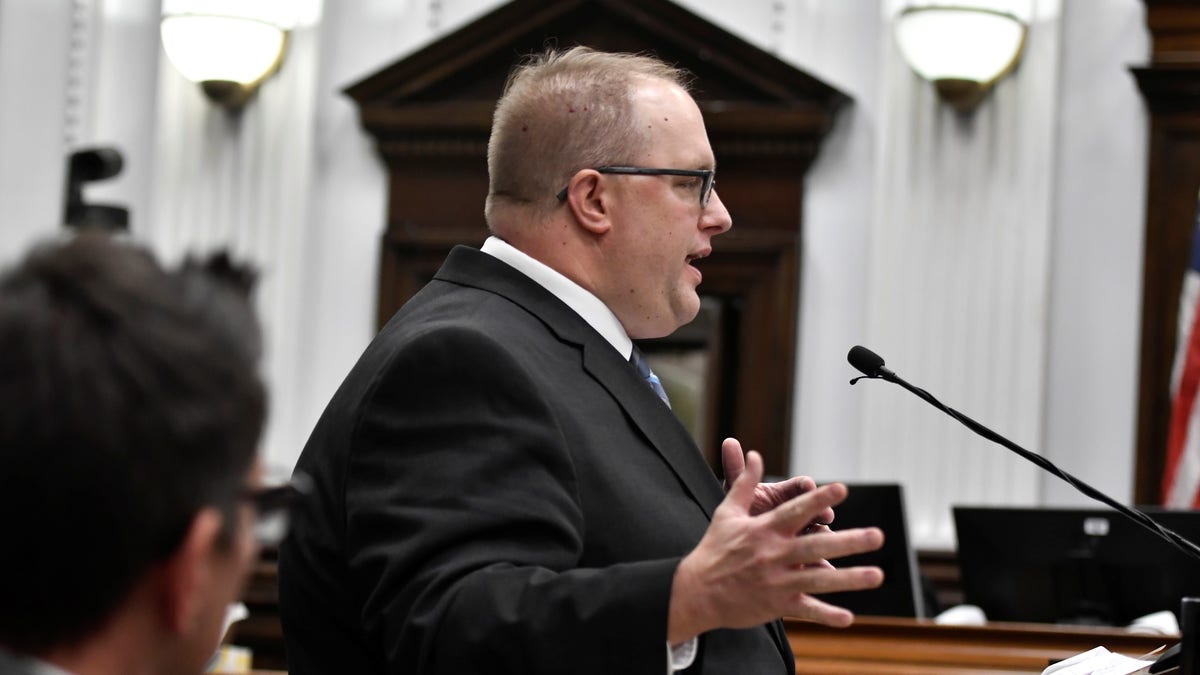 Assistant District Attorney James Kraus gives the rebuttal to the closing argument from the defense during Kyle Rittenhouse's trail at the Kenosha County Courthouse, in Kenosha, Wisconsin, Nov. 15, 2021.