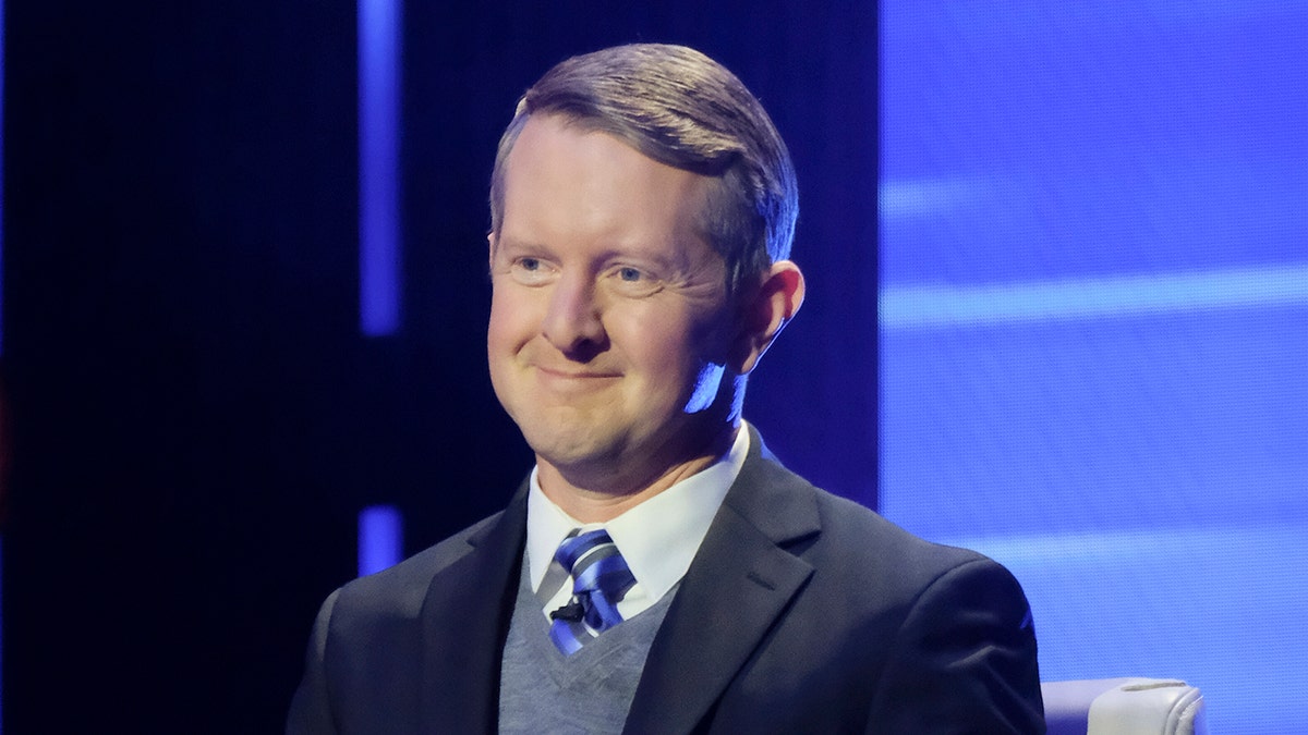 Ken Jennings smiling on the set of "Jeopardy!"