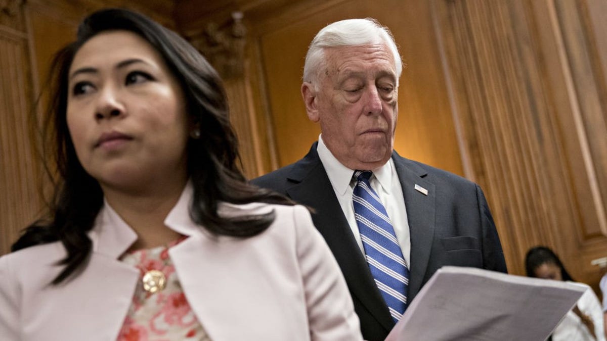 U.S. Rep. Stephanie Murphy, a Florida Democrat, left, and House Majority Leader Steny Hoyer, a Maryland Democrat, right, wait to speak during a news conference on the Raise the Wage Act (H.R. 582) at the U.S. Capitol in Washington, D.C., U.S., on Thursday, July 18, 2019. Photographer: Andrew Harrer/Bloomberg via Getty Images