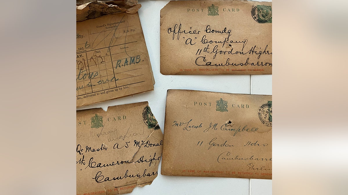 The postcards were apparently sent to soldiers stationed in the Cambusbarron barracks, where soldiers were trained. However, the postcards reportedly never made it to the soldiers. (SWNS)