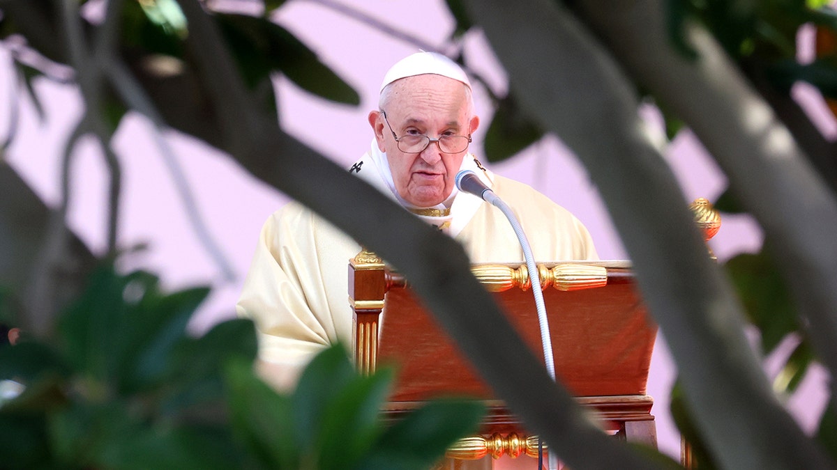 Pope Francis celebrates Mass at the Catholic University of the Sacred Heart on Nov. 5, 2021, in Rome, Italy.