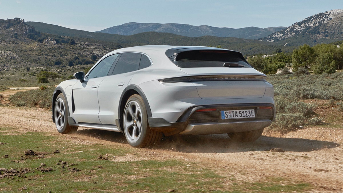 The Taycan Cross Turismo is equipped with an air suspension that can add ground clearance for gravel road driving.