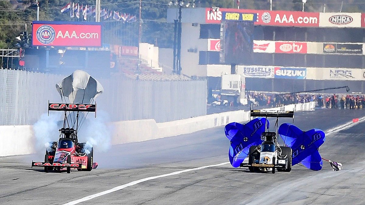 Steve Torrence beat Brandon Welch in the first round  to secure his fourth consecutive Top Fuel season championship.